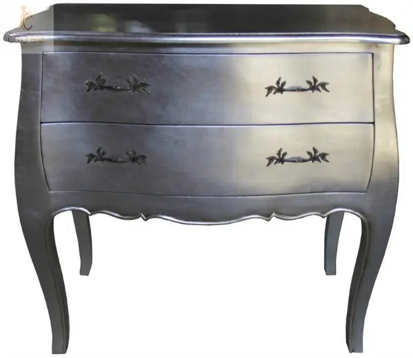 2 Drawer Bombe Shaped Chest Solid Mahogany Bedroom Storage CasaFenix