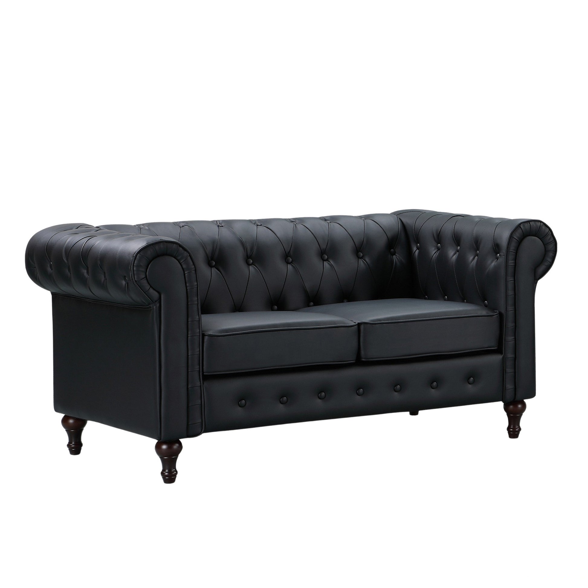 Button Back Rounded Arm Leather Sofa in a box Available in black, brown, cream & grey *** - CasaFenix