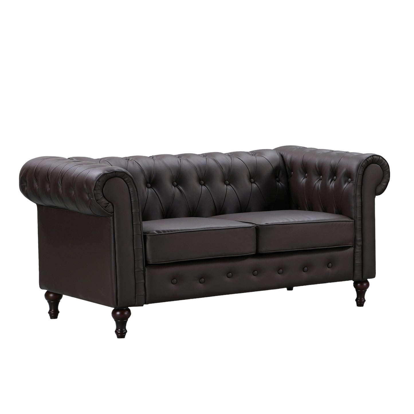 Button Back Rounded Arm Leather Sofa in a box Available in black, brown, cream & grey *** - CasaFenix