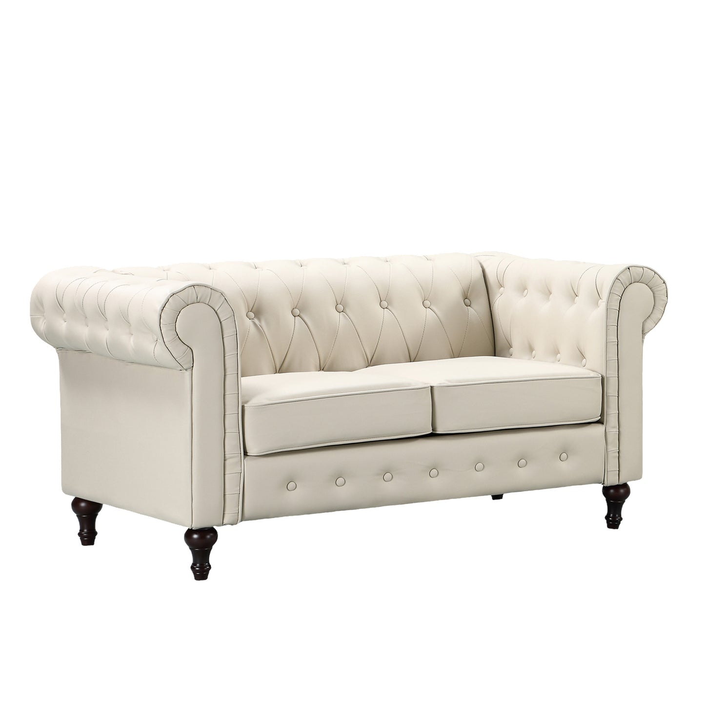 Button Back Rounded Arm Leather Sofa in a box Available in black, brown, cream & grey *** - CasaFenix