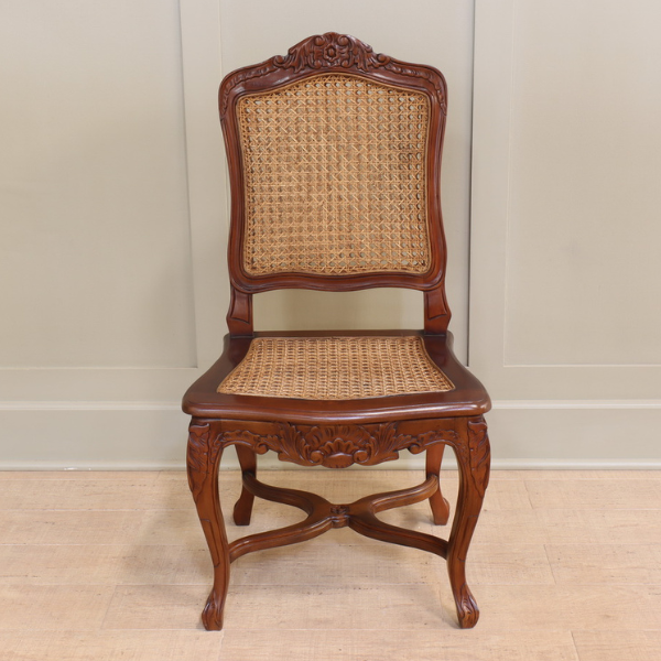 French Mahogany Rattan Side Chair  CasaFenix