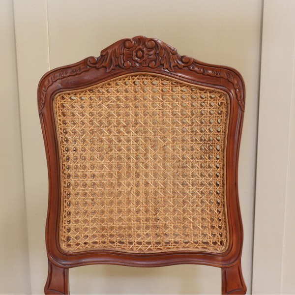 French Mahogany Rattan Side Chair  CasaFenix