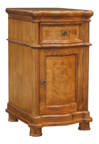 Burr Walnut Veneer Narrow Bedside Table | 1 Drawer & Cupboard | Cheshire Collection Bedside table / chest CasaFenix