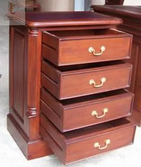 4 Drawer Solid Mahogany Chest with Brass Handles Column Georgian Collection - CasaFenix