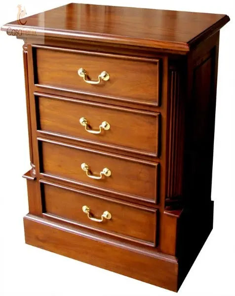 4 Drawer Solid Mahogany Chest with Brass Handles Column Georgian Collection - CasaFenix