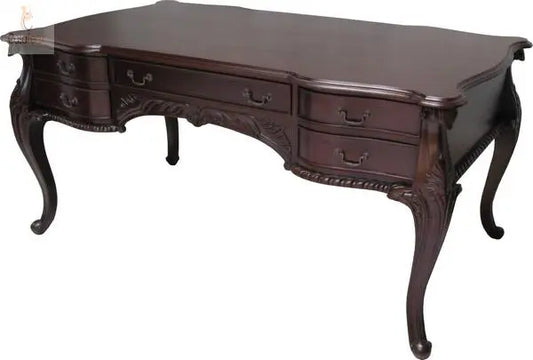5 Drawer Secretary Writing Desk Solid Mahogany Antique Reproduction CasaFenix