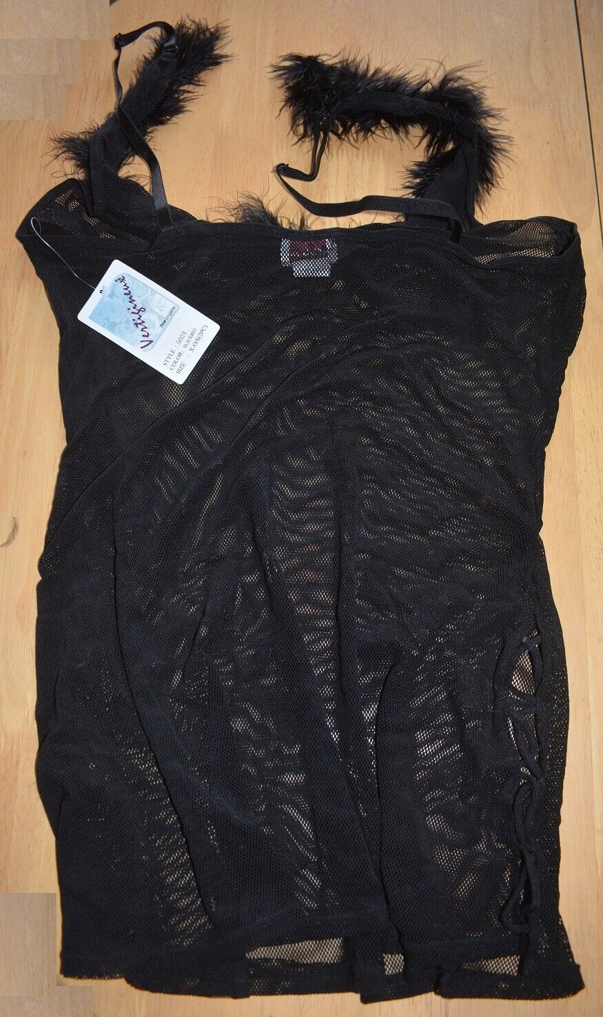 New VX Intimate Black Fur Edged See Through Babydoll + G-string One Size. 5024 Clothes, Shoes & Accessories:Women:Women's Clothing:Lingerie & Nightwear:Nightwear CasaFenix