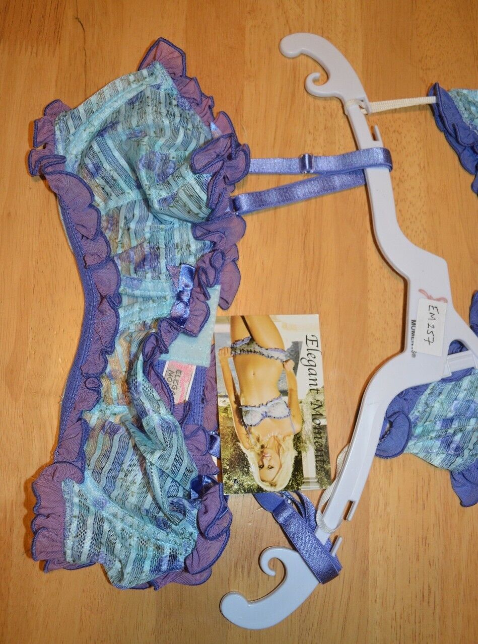 BNWT Elegant Moments Opaque Blue Bra & Frilly Short Set Size Large 3065 Clothes, Shoes & Accessories:Women:Women's Clothing:Lingerie & Nightwear:Bras & Bra Sets CasaFenix
