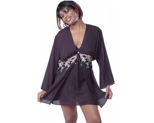 Brand New Lingerie VX Intimate Black Chiffon Robe One  Size (3029) Clothes, Shoes & Accessories:Women:Women's Clothing:Lingerie & Nightwear:Nightwear CasaFenix