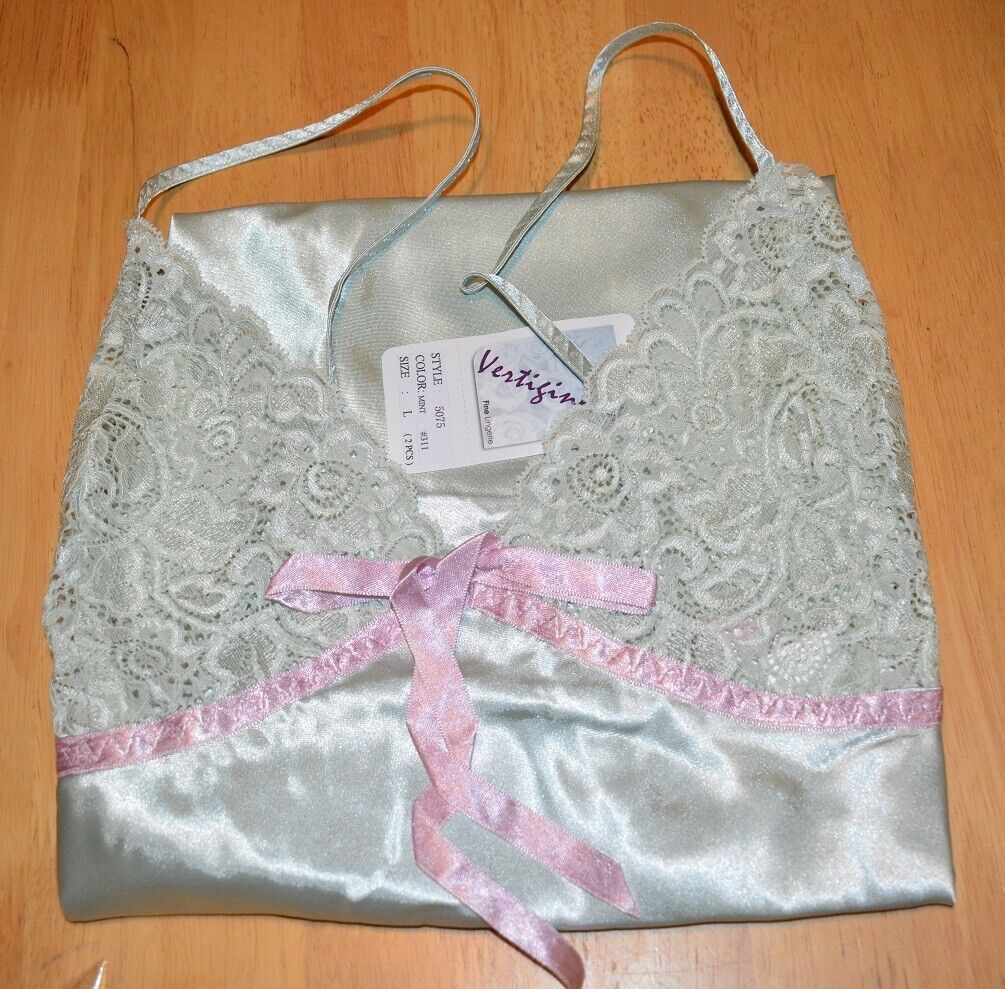 New Lingerie VX Intimate Mint Green Satin Babydoll With G-string Size Small 5075 Clothes, Shoes & Accessories:Women:Women's Clothing:Lingerie & Nightwear:Nightwear CasaFenix