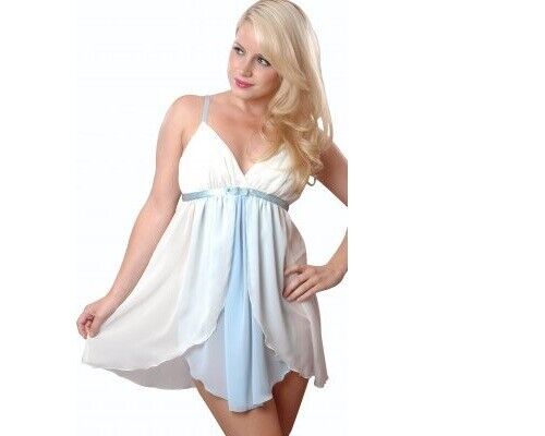 New Lingerie VX Intimate Ivory Light Blue Babydoll With G-string Size 2X. 5207 Clothes, Shoes & Accessories:Women:Women's Clothing:Lingerie & Nightwear:Nightwear CasaFenix