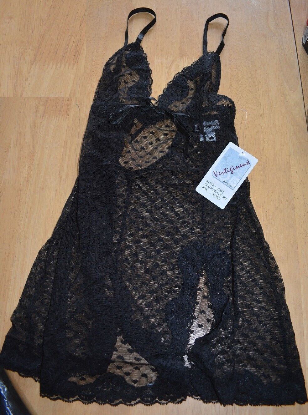 New Lingerie VX Intimate Black Mesh Babydoll With G-string Size Large. 5094 Clothes, Shoes & Accessories:Women:Women's Clothing:Lingerie & Nightwear:Nightwear CasaFenix