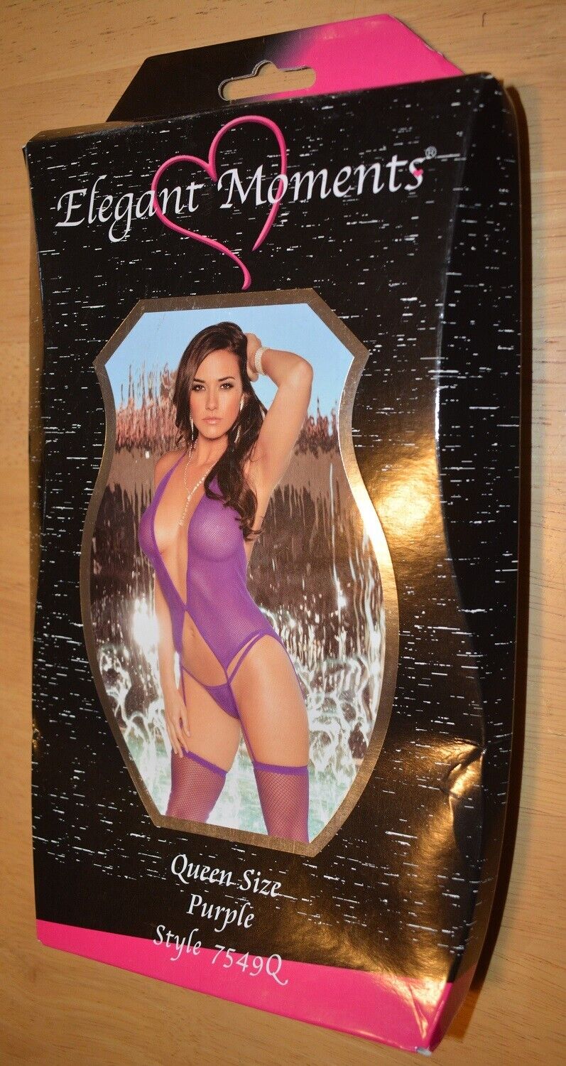 Stockings Purple Opaque  Fishnet Camisette & G String Set One Queen Sz (7549Q) Clothes, Shoes & Accessories:Women:Women's Clothing:Lingerie & Nightwear:Bodysuits CasaFenix