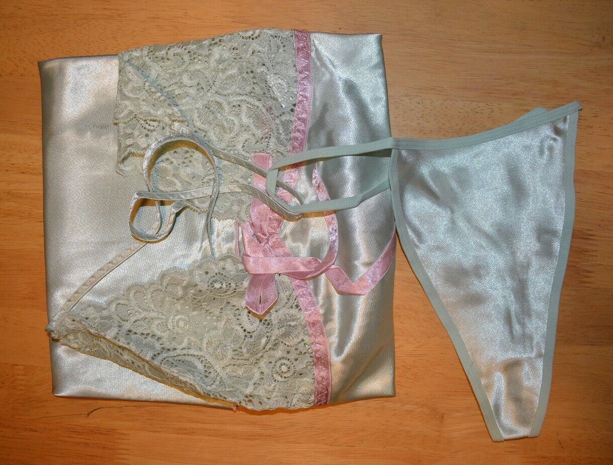 New Lingerie VX Intimate Mint Green Satin Babydoll With G-string Size Small 5075 Clothes, Shoes & Accessories:Women:Women's Clothing:Lingerie & Nightwear:Nightwear CasaFenix