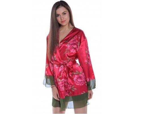 New Lingerie VX Intimate Red Floral Over Robe Size Small (489C matches 489A) VX246 Clothes, Shoes & Accessories:Women:Women's Clothing:Lingerie & Nightwear:Nightwear CasaFenix