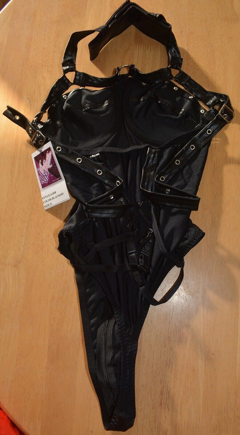 Sexy BDSM Crotchless Black Faux Leather Underwire Bra Teddy Size: Medium (L008) Clothes, Shoes & Accessories:Specialty:Erotic Clothing:Women's Underwear:Bodies & Catsuits CasaFenix