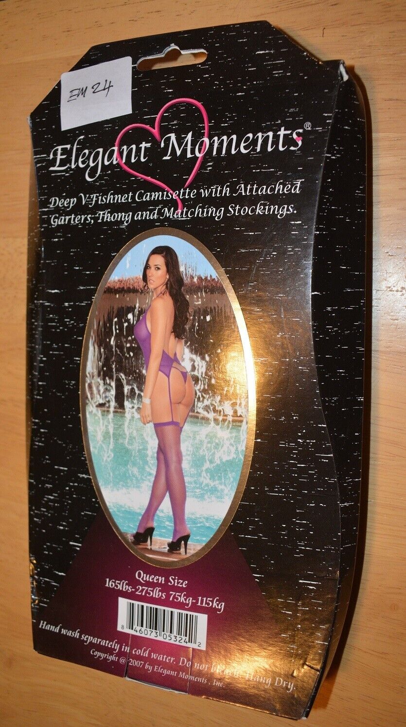 Stockings Purple Opaque  Fishnet Camisette & G String Set One Queen Sz (7549Q) Clothes, Shoes & Accessories:Women:Women's Clothing:Lingerie & Nightwear:Bodysuits CasaFenix