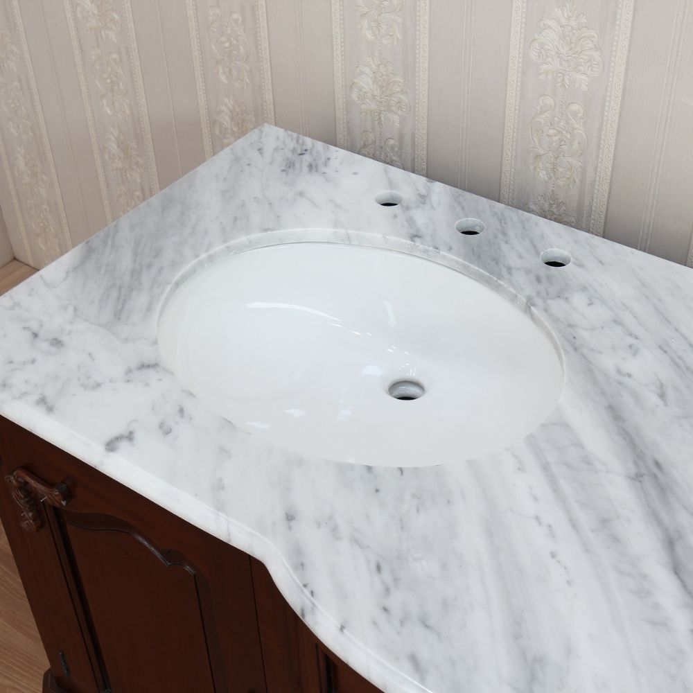 Solid Mahogany French Double Bathroom Vanity Unit With 2 Sinks Marble Top Vanity unit CasaFenix