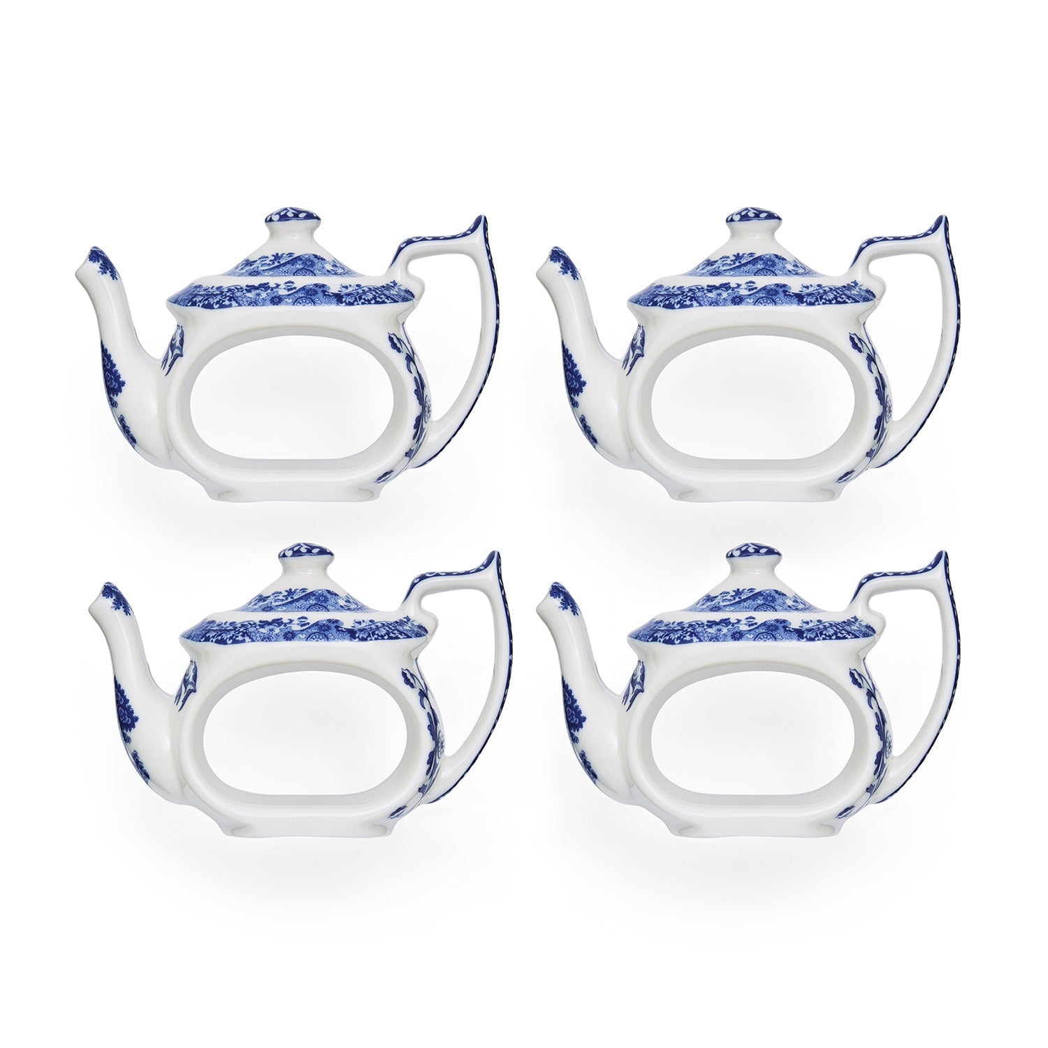Blue Italian Teapot-Shaped Napkin Rings – Set of 4 Porcelain dinnerware CasaFenix