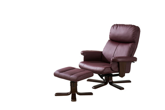 op Quality Padded Swivel Recliner Wooden Base + Footstool Available in black, brown, burgundy, cream, grey. Heat Option *** - CasaFenix