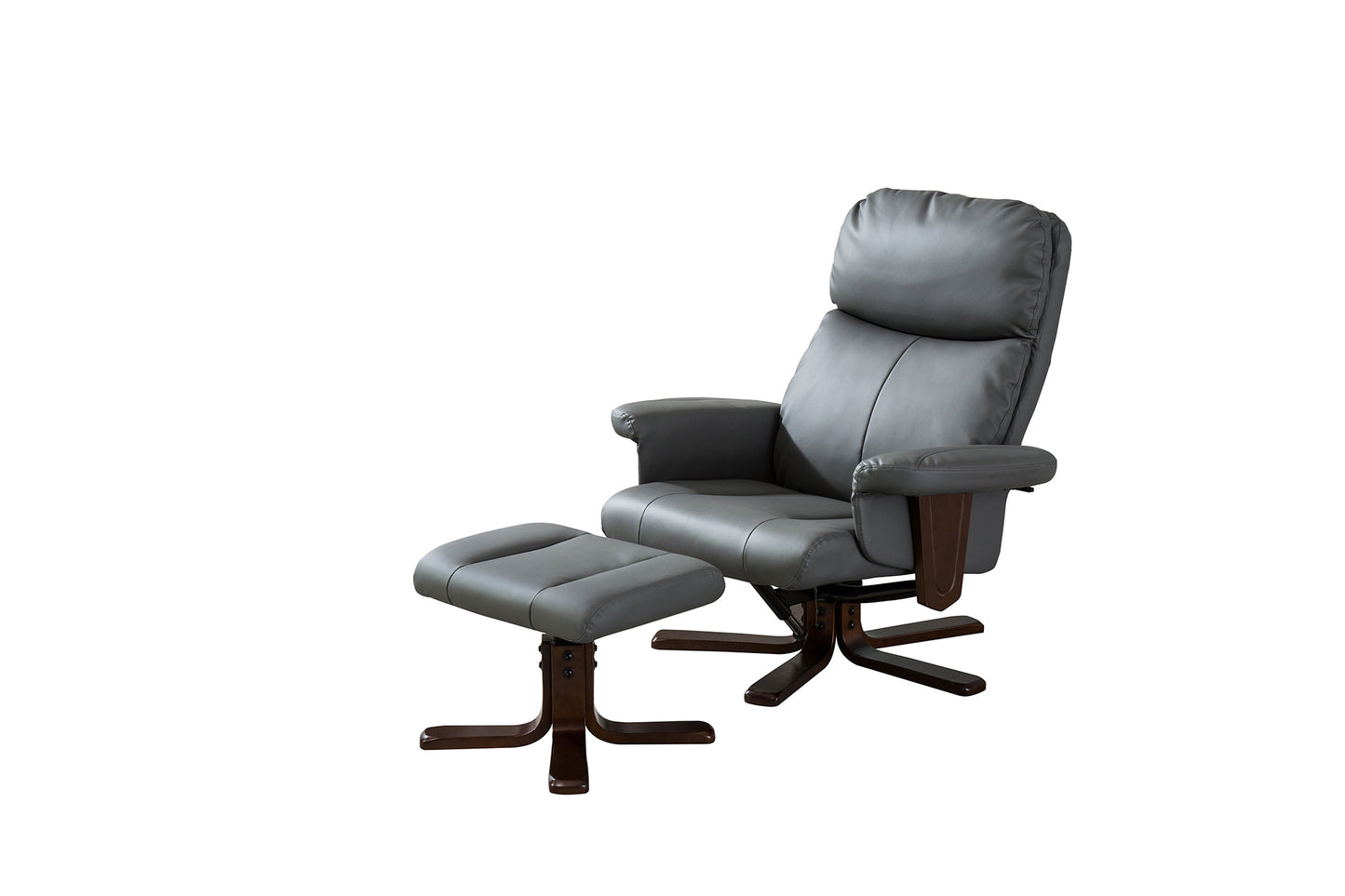 op Quality Padded Swivel Recliner Wooden Base + Footstool Available in black, brown, burgundy, cream, grey. Heat Option *** - CasaFenix