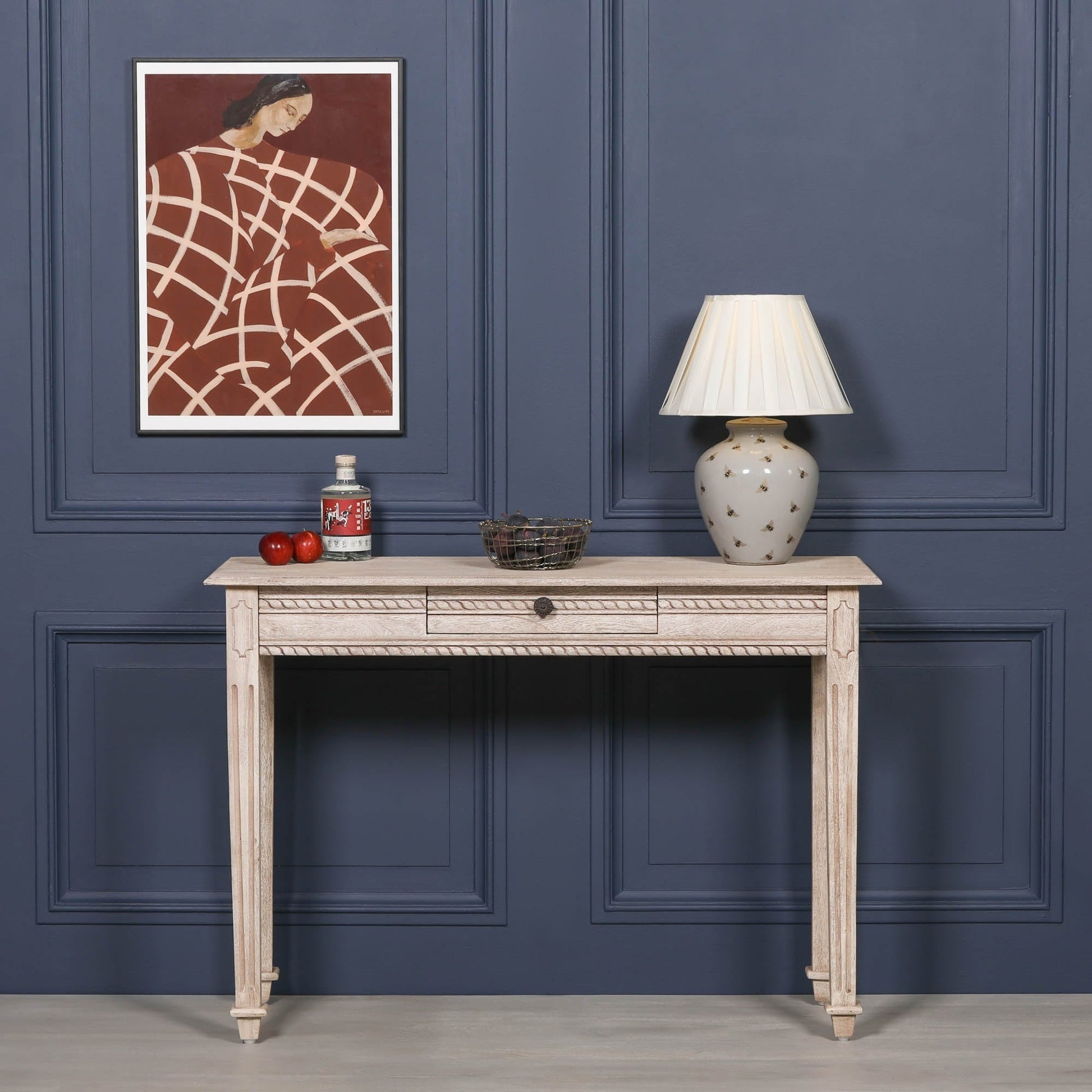 Acacia Wood Carved Console & Dressing Table with Drawer Side Table CasaFenix