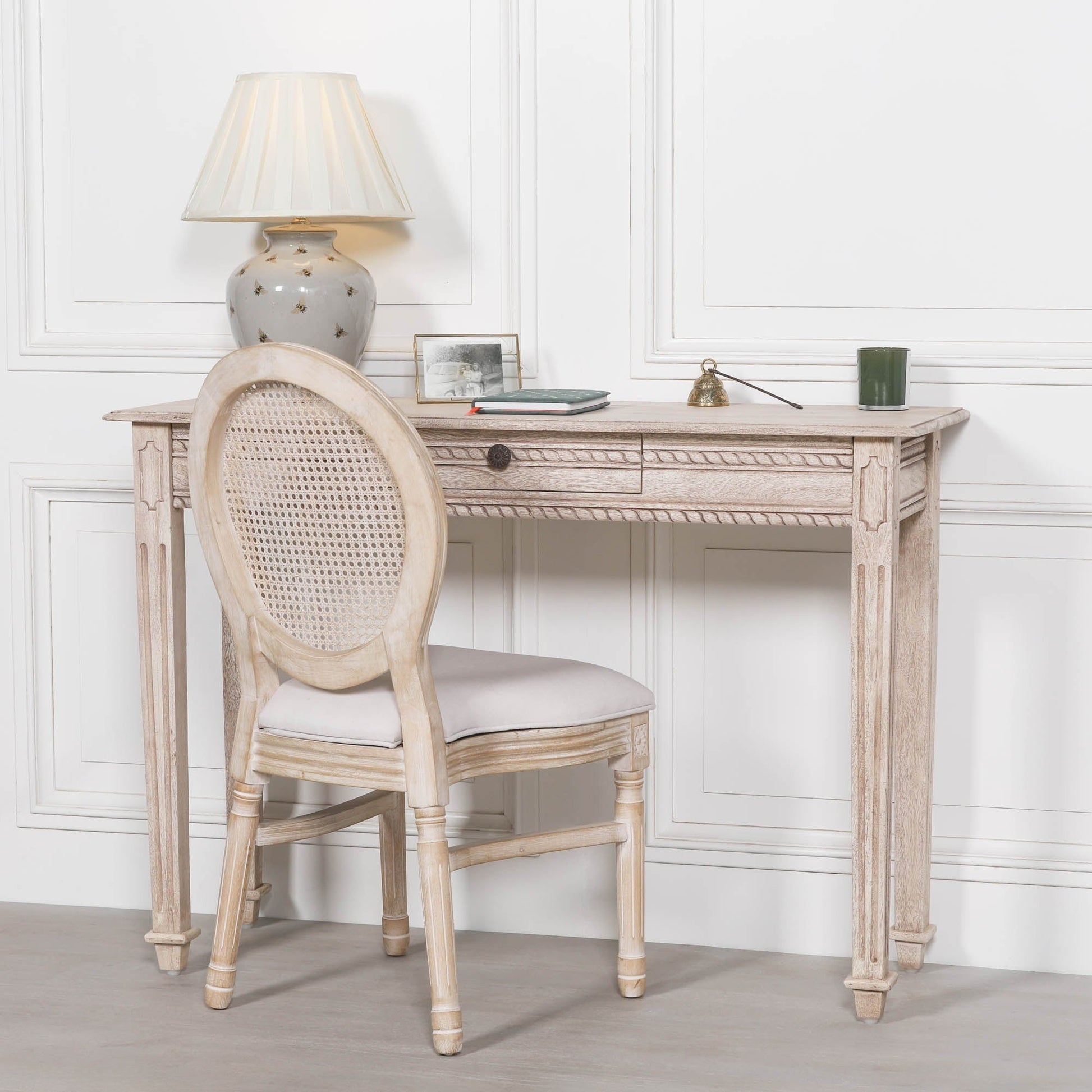 Acacia Wood Carved Console & Dressing Table with Drawer Side Table CasaFenix