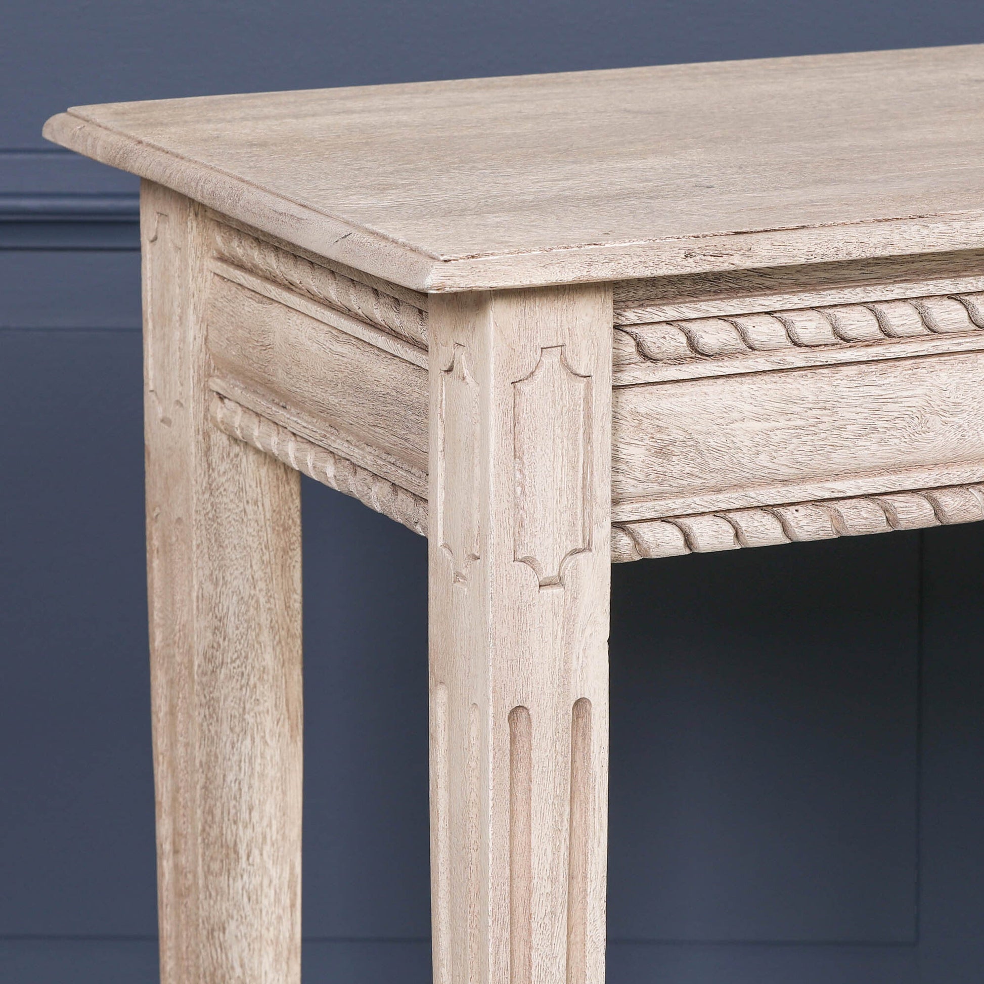 Acacia Wood Carved Console & Dressing Table with Drawer Side Table CasaFenix