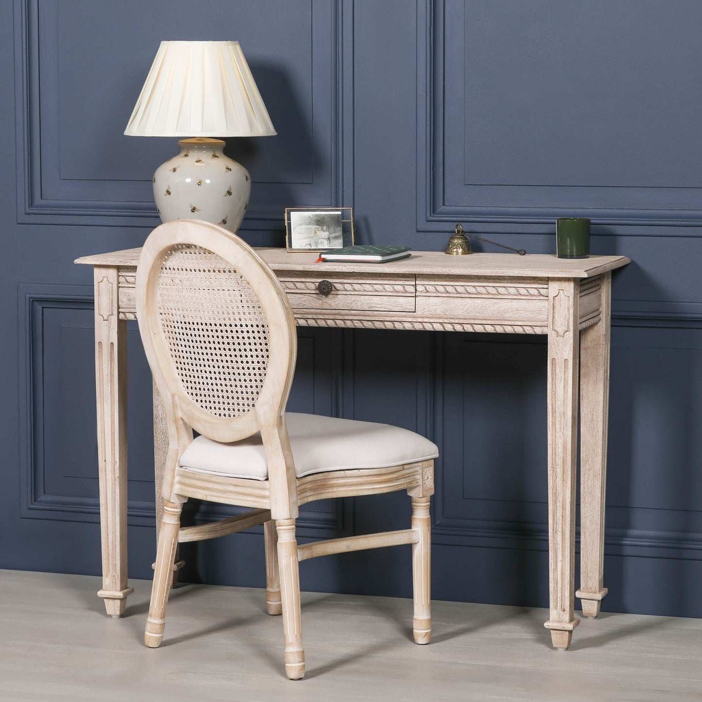 Acacia Wood Carved Console & Dressing Table with Drawer Side Table CasaFenix