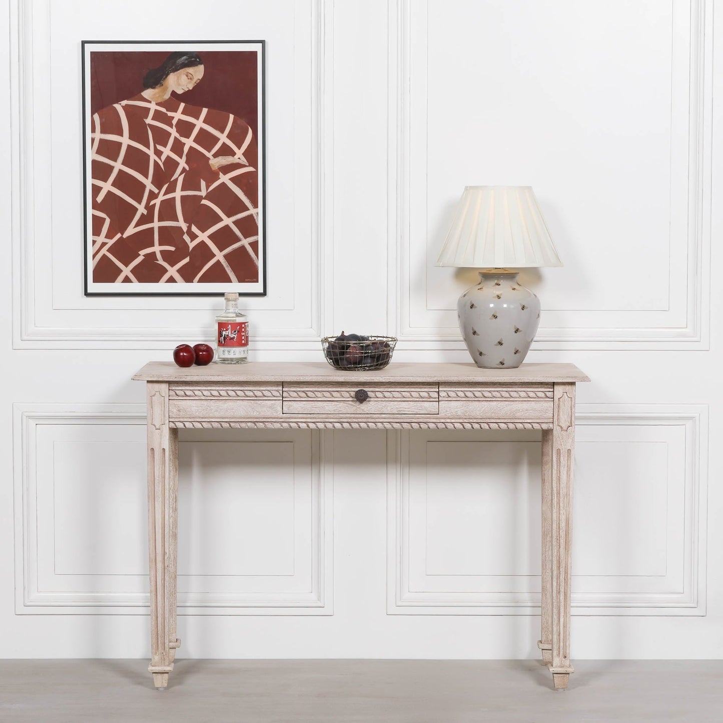 Acacia Wood Carved Console & Dressing Table with Drawer Side Table CasaFenix