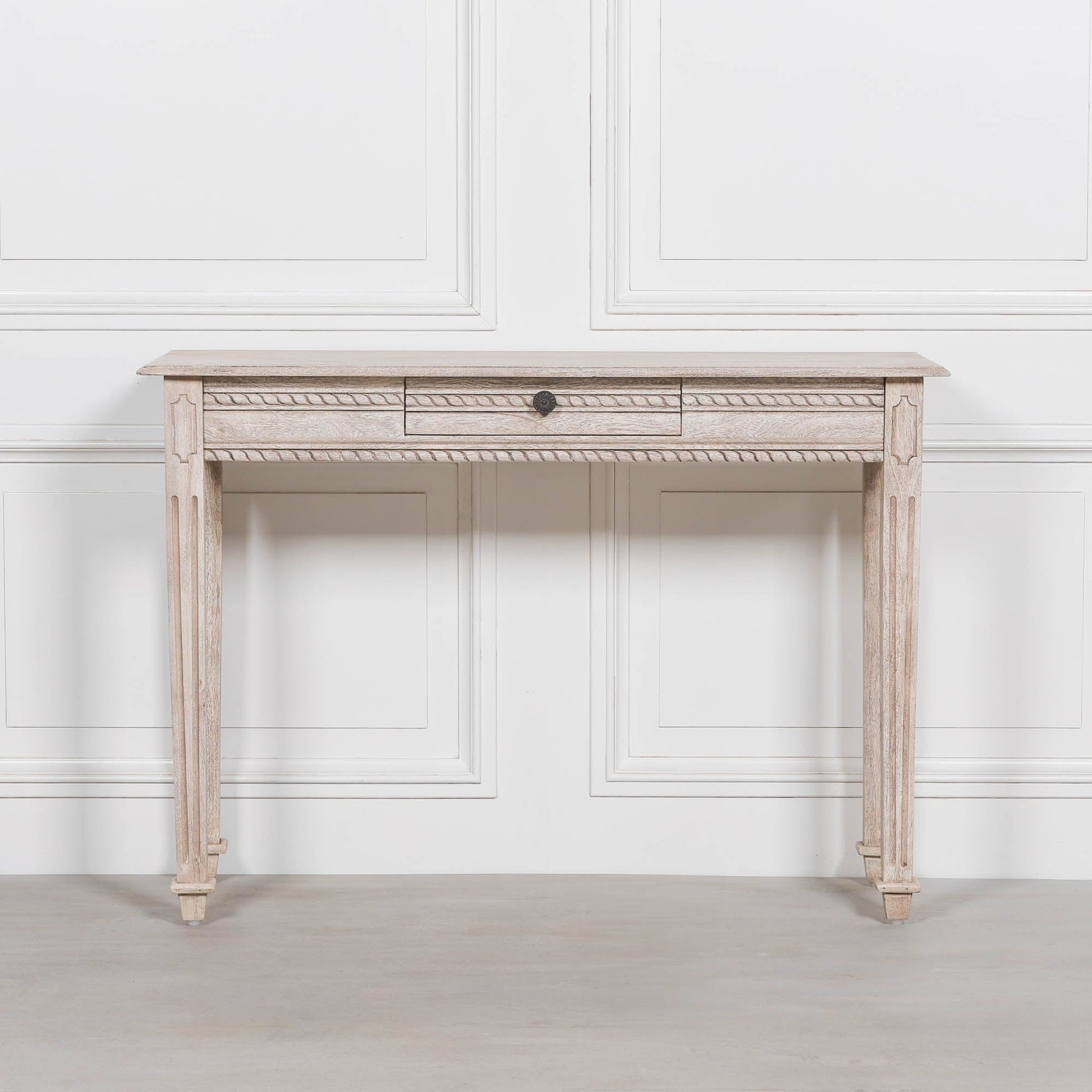 Acacia Wood Carved Console & Dressing Table with Drawer Side Table CasaFenix