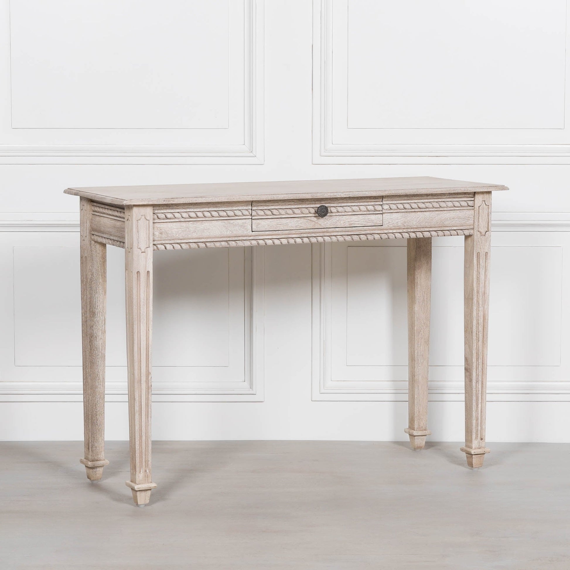 Acacia Wood Carved Console & Dressing Table with Drawer Side Table CasaFenix