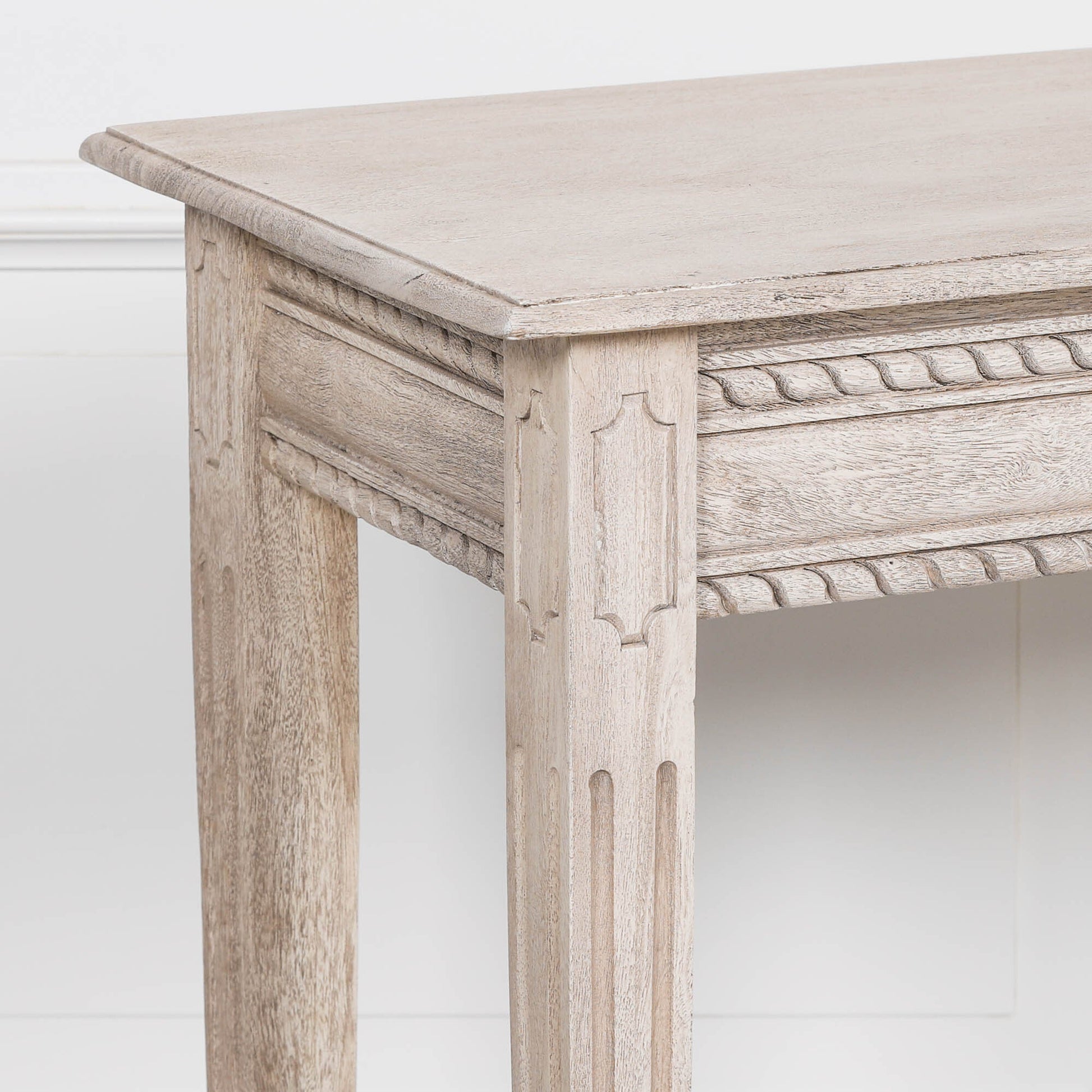 Acacia Wood Carved Console & Dressing Table with Drawer Side Table CasaFenix