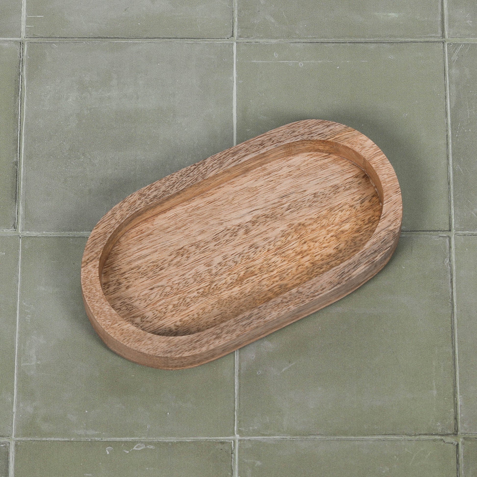 Mango Wood Long Oval Tray with Rubber Feet | 20cm tray CasaFenix