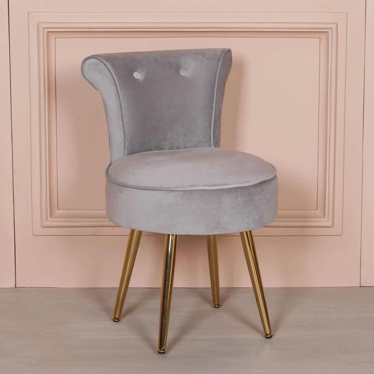 Light Grey Velvet Bedroom Chair with Gold Legs Chair CasaFenix