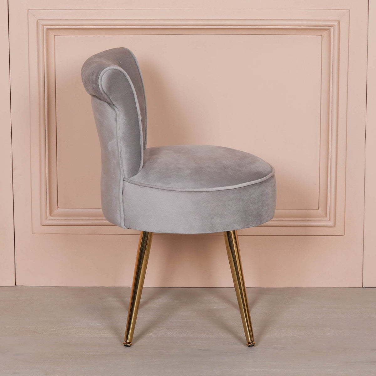 Grey Stool / Bedroom Chair with Gold Legs Chair CasaFenix