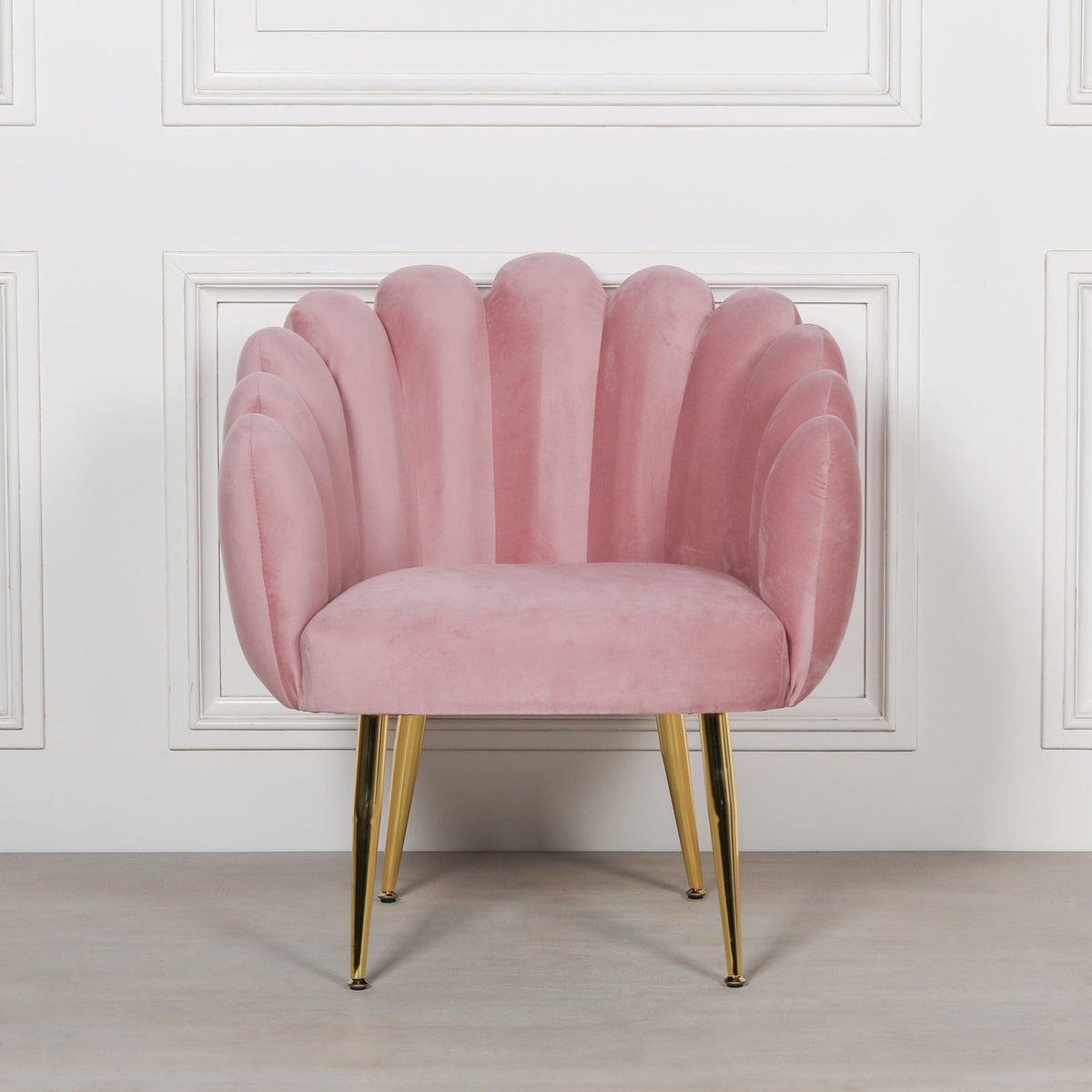 Pink Velvet Deco Dining & Bedroom Chair with Gold Legs Chair CasaFenix