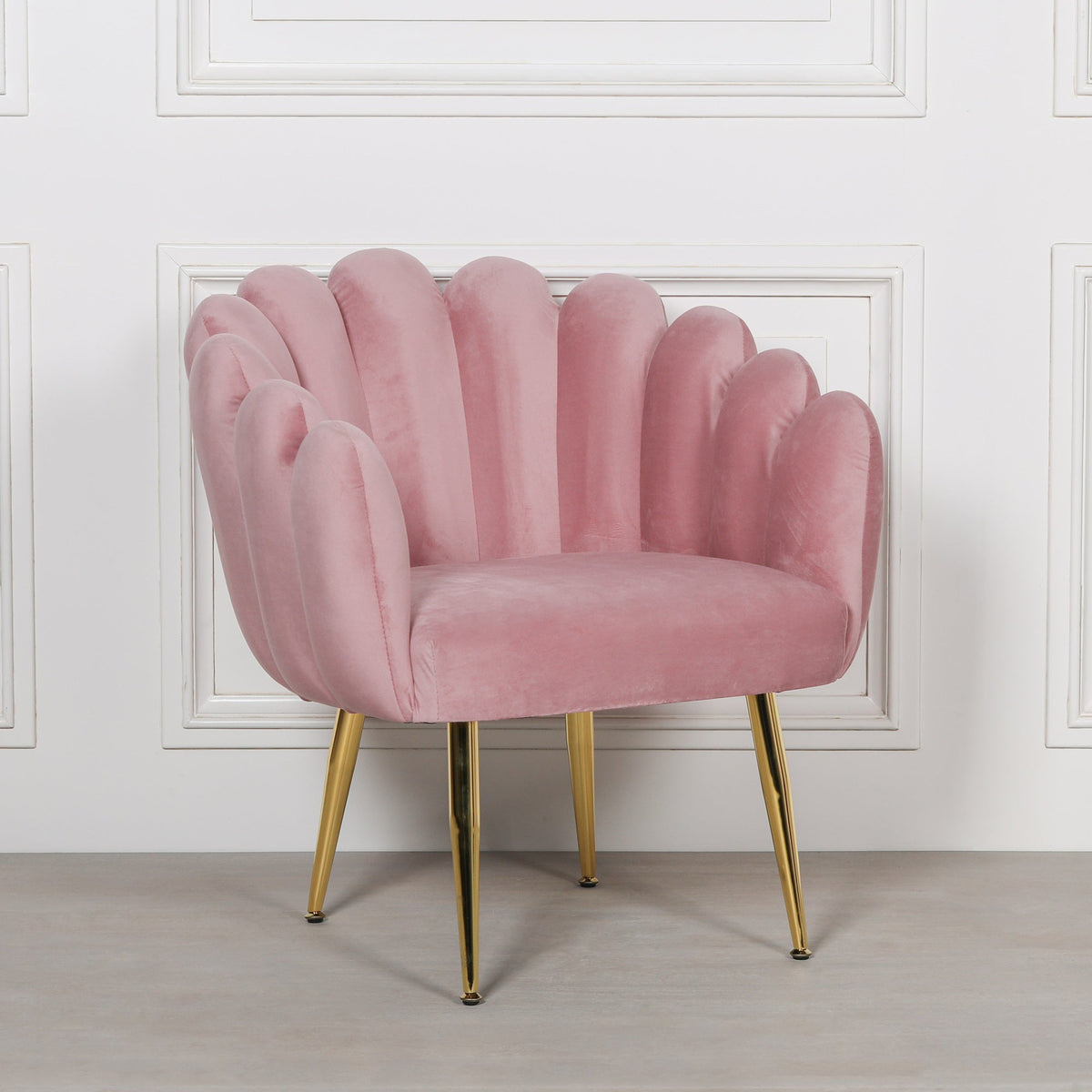 Pink Velvet Deco Dining & Bedroom Chair with Gold Legs Chair CasaFenix