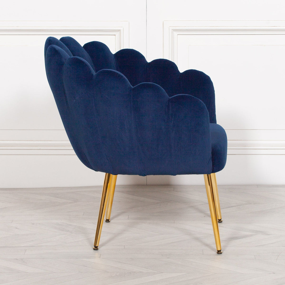 Midnight Blue Velvet Deco Dining & Bedroom Chair with Gold Legs Chair CasaFenix