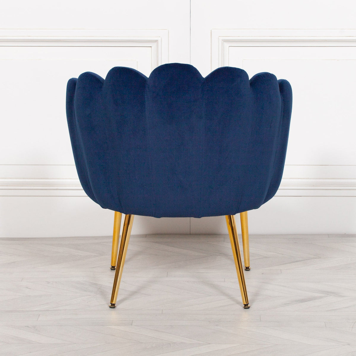 Midnight Blue Velvet Deco Dining & Bedroom Chair with Gold Legs Chair CasaFenix