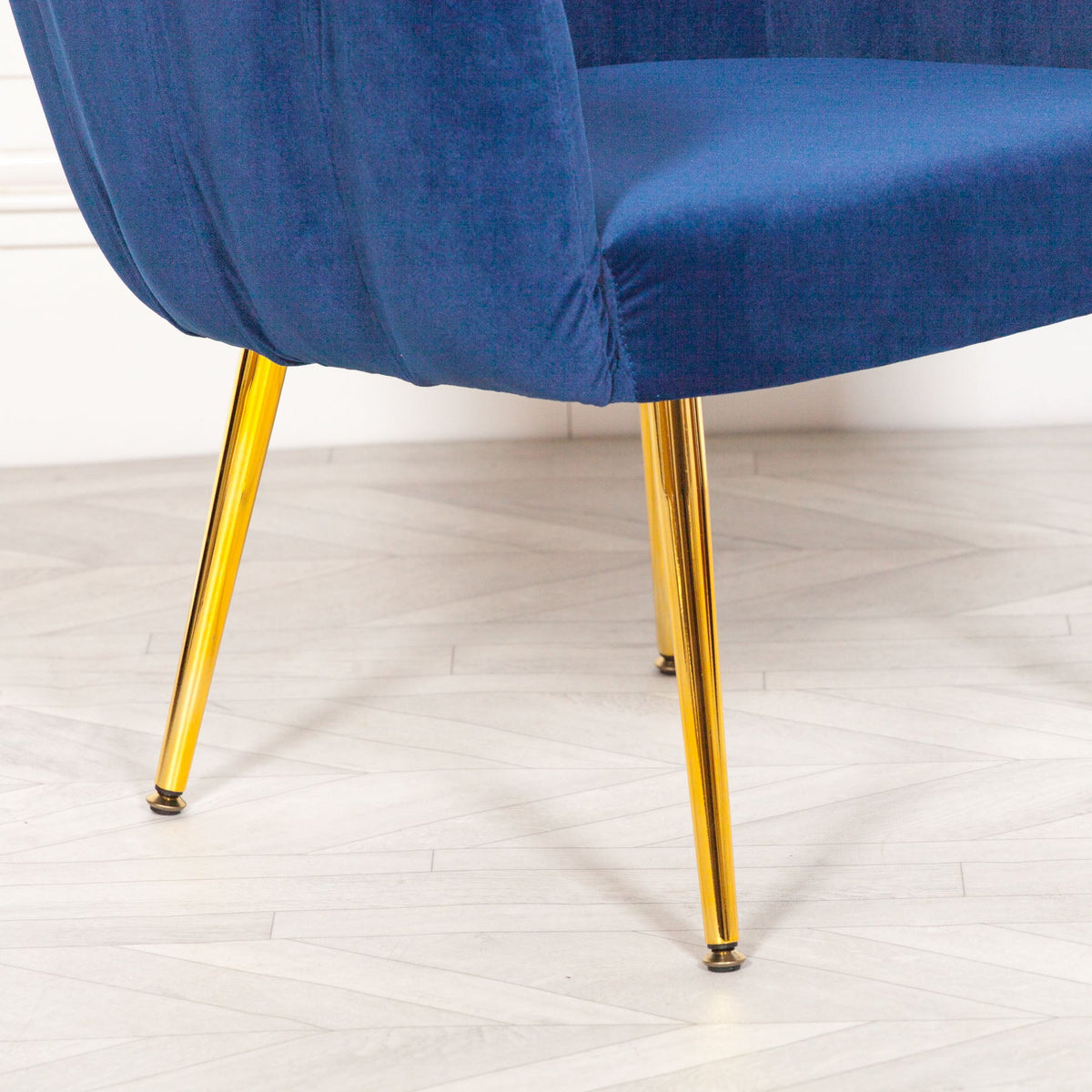 Midnight Blue Velvet Deco Dining & Bedroom Chair with Gold Legs Chair CasaFenix