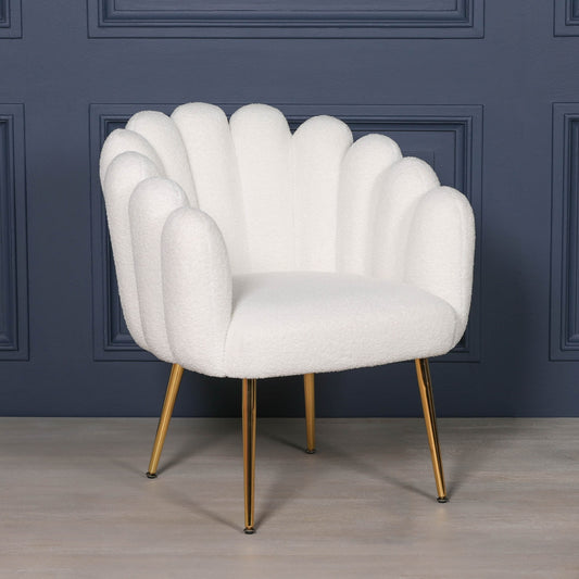 Boucle White Dining / Bedroom Chair Side Table CasaFenix