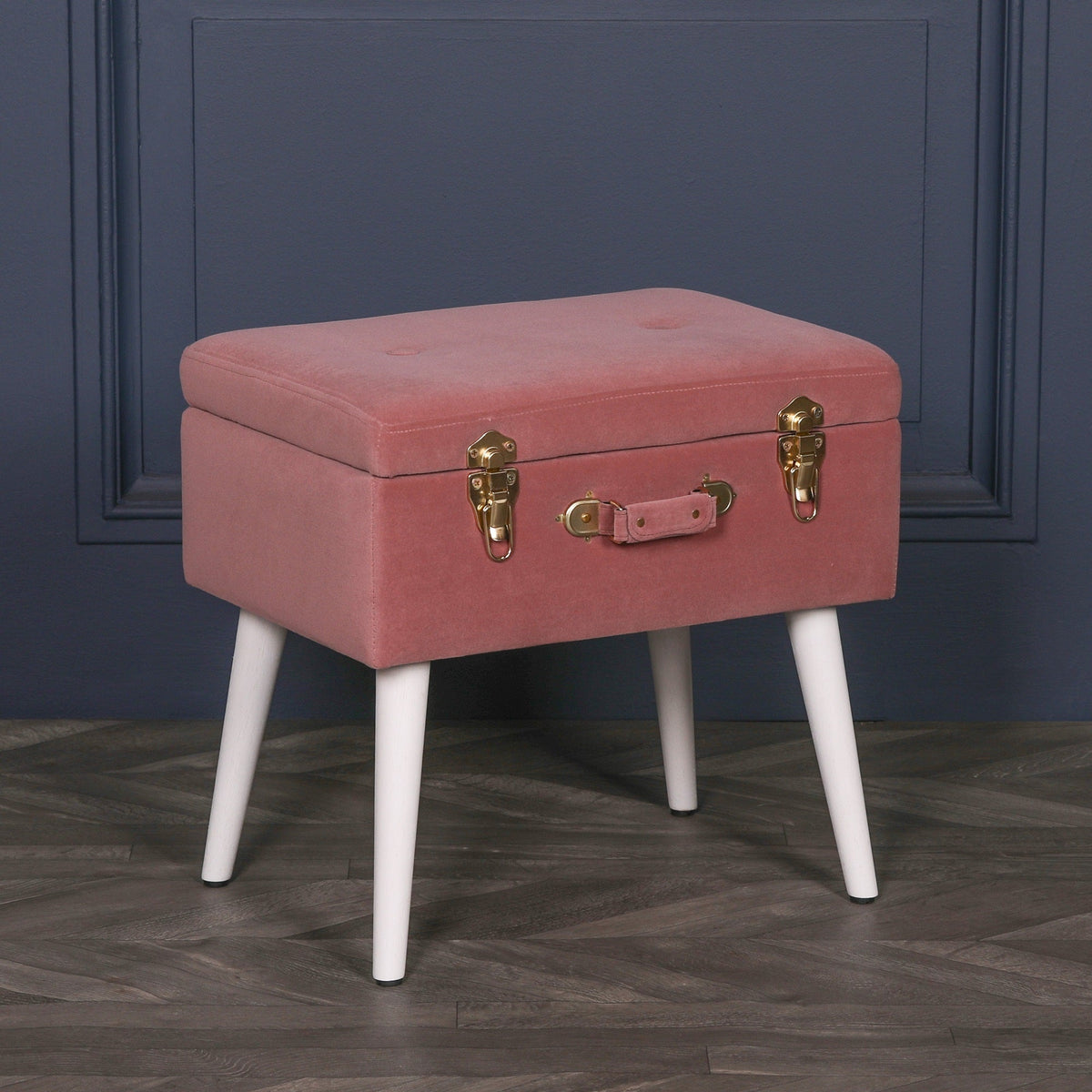 Pink Suitcase Stool with White Legs Stools CasaFenix