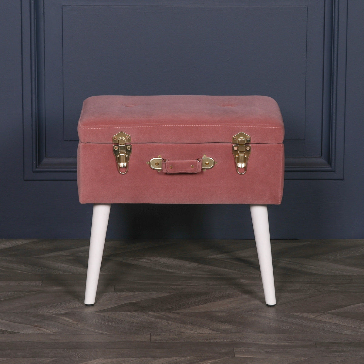 Pink Suitcase Stool with White Legs Stools CasaFenix