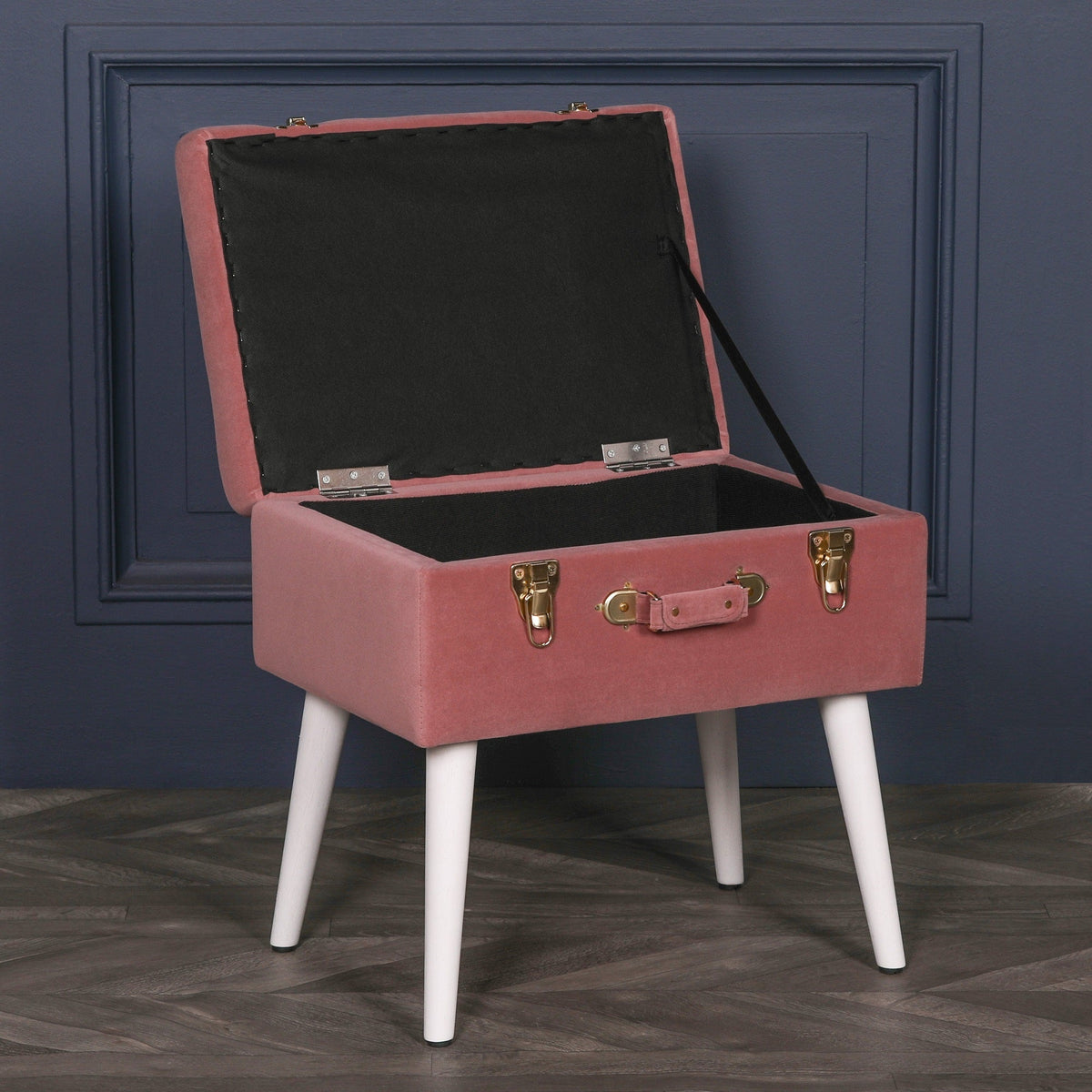 Pink Suitcase Stool with White Legs Stools CasaFenix