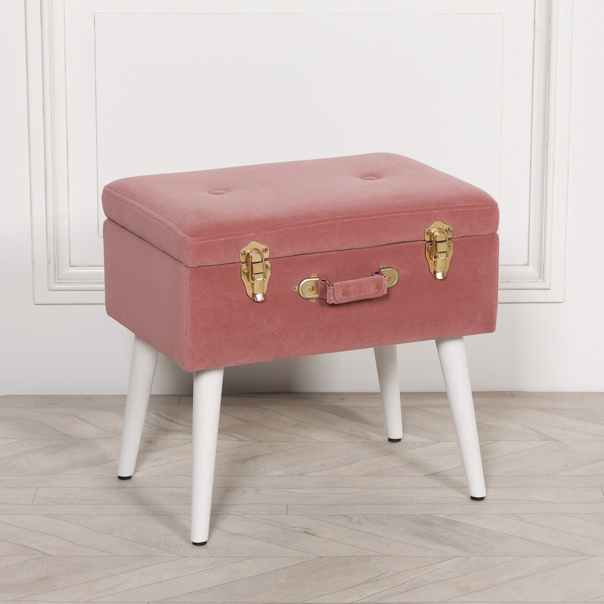 Pink Suitcase Stool with White Legs Stools CasaFenix