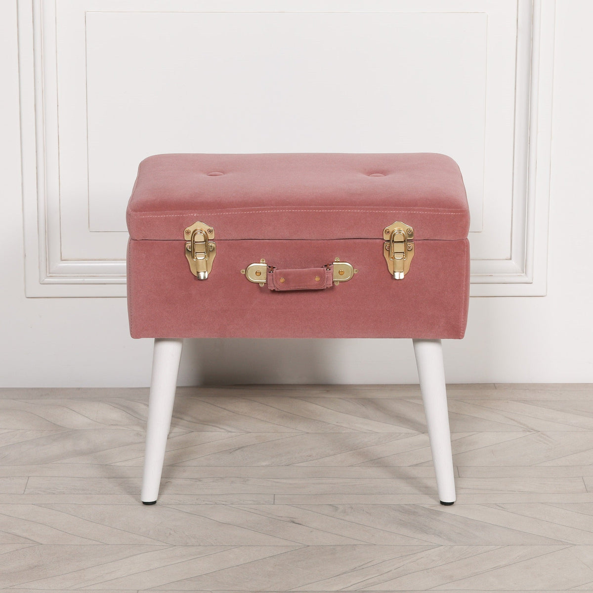 Pink Suitcase Stool with White Legs Stools CasaFenix