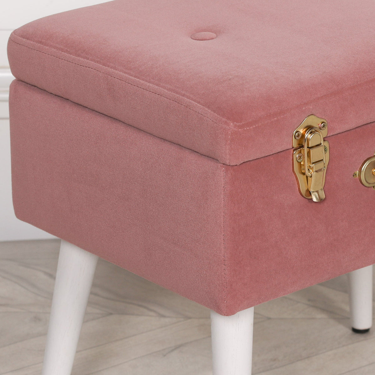 Pink Suitcase Stool with White Legs Stools CasaFenix