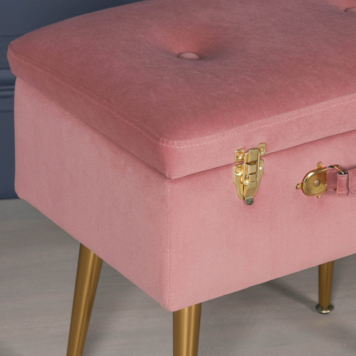 Pink Suitcase Stool with Gold Legs Stools CasaFenix