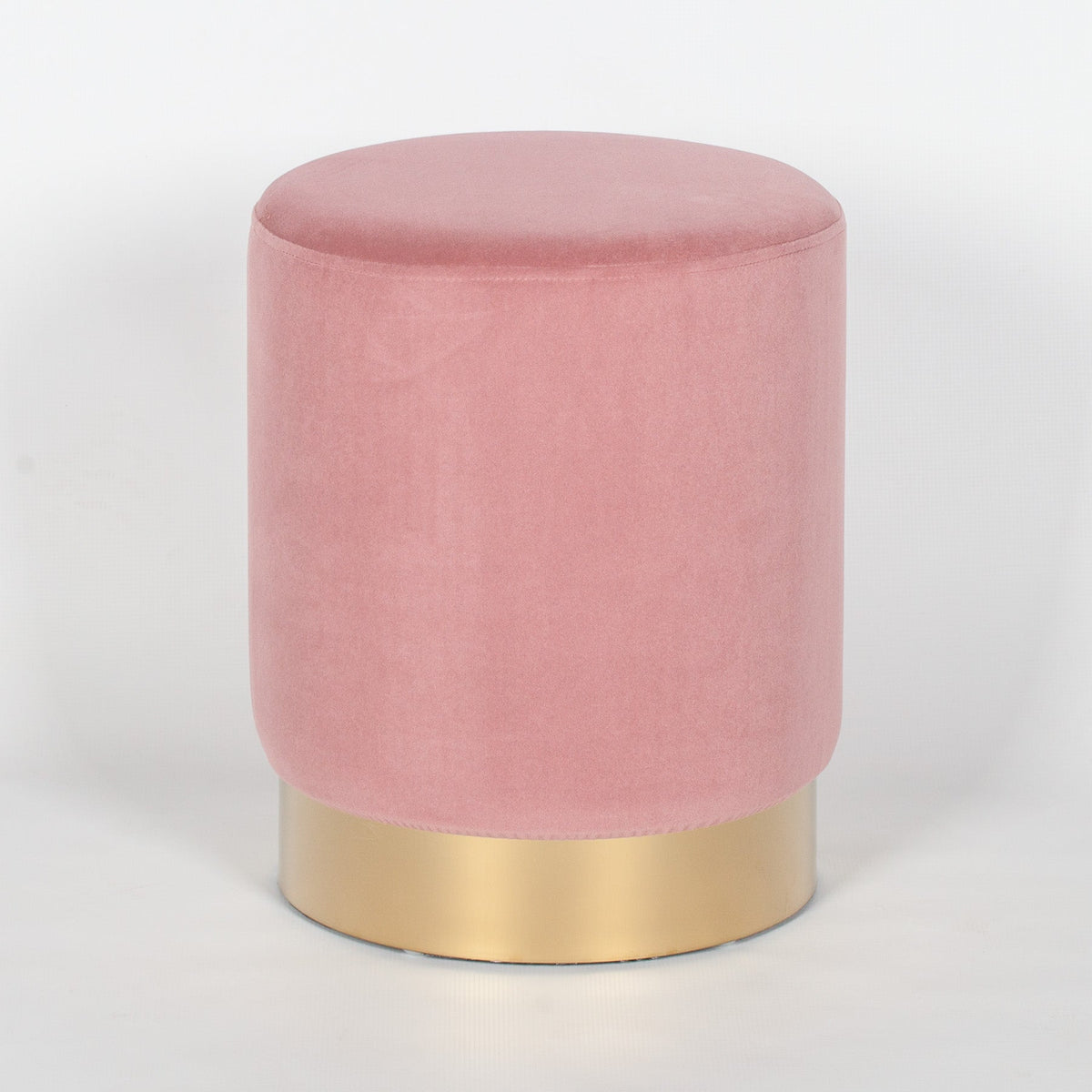 Pink Velvet Round Stool with Gold Base Stools CasaFenix